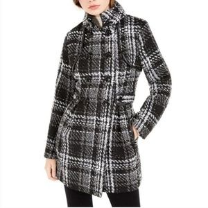 BCX Double Breasted‎ Black White Plaid Coat Sz. XS Junior